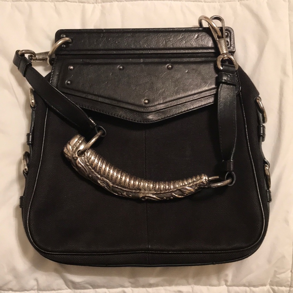 2002 Yves Saint Laurent Mombasa Silver horn bag